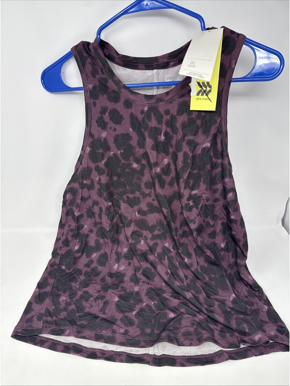 Women’s All In Motion purple & black leopard active tank top size XS NWT
